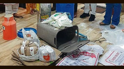 The seized ‘adulterated’ desi ghee during a raid. (HT Photo) The seized ‘adulterated’ desi ghee during a raid. (HT Photo)