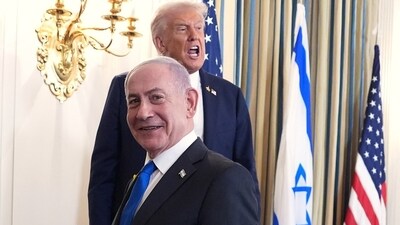 File photo of President Donald Trump speaks with  Israeli Prime Minister Benjamin Netanyahu at White House, (AP)