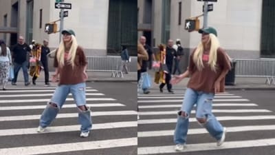 A US woman danced to a Bhojpuri song at a New York crosswalk, and the clip went viral. (Instagram/logielingo) A US woman danced to a Bhojpuri song at a New York crosswalk, and the clip went viral. (Instagram/logielingo)