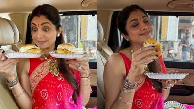 Shilpa Shetty with Batata Vada Shilpa Shetty with Batata Vada