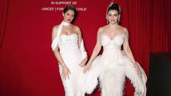 Actor Nargis Fakhri in white graced Shalini Passi's Mash Ball, a charity ball organised by Shalini to support UNICEF's art-based program.