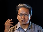Engineer, innovator and education reformist Sonam Wangchuk greets students during 'Made in JIS-Edition 2025', in Kolkata, West Bengal, Tuesday, Aug. 5, 2025. ( (PTI)