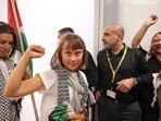 Greta Thunberg at the Athens Eleftherios Venizelos International Airport, in Athens, Greece.