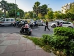 view of Jaswant Singh Marg roundabout in New Delhi, India