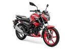 TVS Raider Dual Disc version gets a red-coloured alloy wheel in the front. 