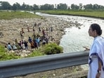 West Bengal chief minister Mamata Banerjee visits a flood-affected area, at Nagrakata in Jalpaiguri district, on Monday. (WB CMO)