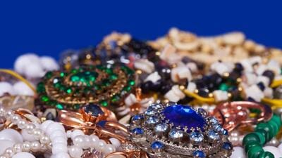 Close up of many differently jewellery background Close up of many differently jewellery background