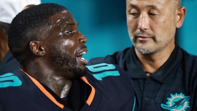 Tyreek Hill of the Miami Dolphins leaves the field following an injury. (Getty Images via AFP) Tyreek Hill of the Miami Dolphins leaves the field following an injury. (Getty Images via AFP)