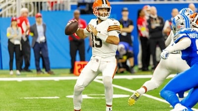 Quarterback Joe Flacco makes a pass during the second half against the Detroit Lions at Ford Field. (IMAGN IMAGES via Reuters Connect)