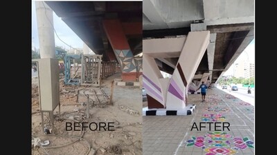 Arun Pai, founder of Bangalore Walks, shared a video on Monday showcasing the transformation of the once debris-filled space into a clean, freshly painted corner. (Instagram/arunpai.theblrwalksguy)