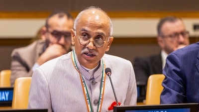 Permanent Representative of India to the United Nations Parvathaneni Harish speaks during a meeting at the UN. (X/@IndiaUNNewYork) Permanent Representative of India to the United Nations Parvathaneni Harish speaks during a meeting at the UN. (X/@IndiaUNNewYork)