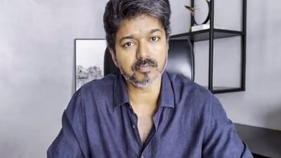 Tamilaga Vettri Kazhagam (TVK) chief and actor Vijay delivers a video message on September. 30, 2025. (PTI) Tamilaga Vettri Kazhagam (TVK) chief and actor Vijay delivers a video message on September. 30, 2025. (PTI)