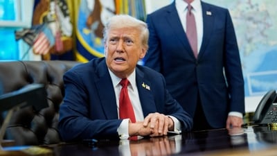 US President Donald Trump speaks in the Oval Office of the White House in Washington, DC, US, on Monday, Oct. 6, 2025. (Bloomberg) US President Donald Trump speaks in the Oval Office of the White House in Washington, DC, US, on Monday, Oct. 6, 2025. (Bloomberg)