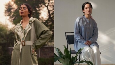 Trenchcoat made from Kala cotton from Lafaani, and a tailor-made shirt made with Kala Cotton and dyed Indigo from Ekaja India Trenchcoat made from Kala cotton from Lafaani, and a tailor-made shirt made with Kala Cotton and dyed Indigo from Ekaja India