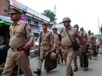 FILE PHOTO: Police personnel conduct a flag march in Kanpur. (ANI Video Grab) FILE PHOTO: Police personnel conduct a flag march in Kanpur. (ANI Video Grab)