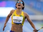Brazil’s Jerusa Geber dos Santos, who won the women’s 200m T11 final in the World Para Athletics Championships in New Delhi on October 5. (PTI)