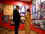 British Prime Minister Keir Starmer interacts with actor Rani Mukerji during a visit to Yash Raj Films in Mumbai, India, October 8, 2025. Leon Neal/Pool via REUTERS