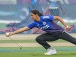 India captain Harmanpreet Kaur during training in Visakhapatnam on Wednesday. (PTI)