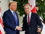 US President Donald Trump welcomes Canada's Prime Minister Mark Carney at the White House on October 7.