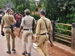 Security personnel keep vigil during examination by a Special Investigation Team (SIT) in the Dharmasthala mass burial case, Security personnel keep vigil during examination by a Special Investigation Team (SIT) in the Dharmasthala mass burial case,