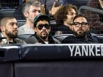 Bad Bunny attends the game between the New York Yankees and the Toronto Blue Jays.