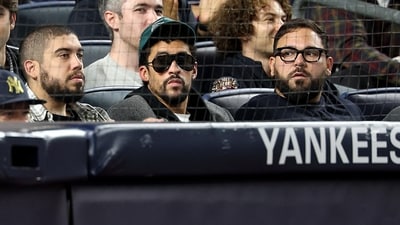 Bad Bunny attends the game between the New York Yankees and the Toronto Blue Jays at Yankee Stadium on October 7. (Getty Images via AFP) Bad Bunny attends the game between the New York Yankees and the Toronto Blue Jays at Yankee Stadium on October 7. (Getty Images via AFP)