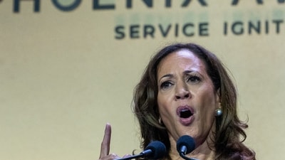 Former Vice President Kamala Harris speaks after receiving the Congressional Black Caucus Foundation Phoenix Award in Washington, on Saturday, Sept. 27, 2025. (AP Photo/Cliff Owen) (AP) Former Vice President Kamala Harris speaks after receiving the Congressional Black Caucus Foundation Phoenix Award in Washington, on Saturday, Sept. 27, 2025. (AP Photo/Cliff Owen) (AP)