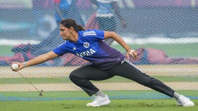 India captain Harmanpreet Kaur during training in Visakhapatnam on Wednesday. (PTI) India captain Harmanpreet Kaur during training in Visakhapatnam on Wednesday. (PTI)