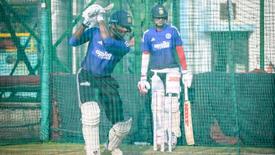 India's Sai Sudharsan along with Shubman Gill during practice. (Sanchit Khanna/HT) India's Sai Sudharsan along with Shubman Gill during practice. (Sanchit Khanna/HT)