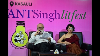 Rahul Singh sharing the details of upcoming Kasauli lit fest at chandigarh Press club in Chandigarh on Wednesday. (Ravi Kumar/HT)