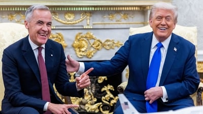 US President Donald Trump and Mark Carney, Canada's prime minister, during a meeting in the Oval Office of the White House in Washington, DC, US (Bloomberg) US President Donald Trump and Mark Carney, Canada's prime minister, during a meeting in the Oval Office of the White House in Washington, DC, US (Bloomberg)