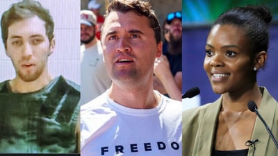 Tyler Robinson (L), Charlie Kirk and Candace Owens (R). (File Photos)