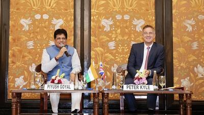Union commerce and industry minister Piyush Goyal with UK secretary of state for business and trade Peter Kyle. (X / @PiyushGoyal) Union commerce and industry minister Piyush Goyal with UK secretary of state for business and trade Peter Kyle. (X / @PiyushGoyal)