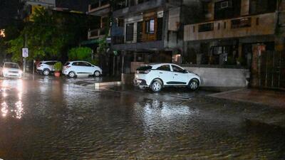 Waterlogging on the main road in Sector 46 on Wednesday. (Parveen Kumar/HT) Waterlogging on the main road in Sector 46 on Wednesday. (Parveen Kumar/HT)