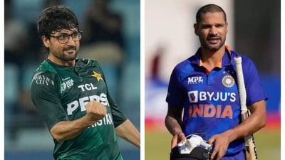 Abrar Ahmed and Shikhar Dhawan Abrar Ahmed and Shikhar Dhawan