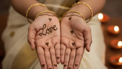 A minimalist design with tiny hearts and a single prominent "love" script. (All pics via Google Gemini) A minimalist design with tiny hearts and a single prominent "love" script. (All pics via Google Gemini)