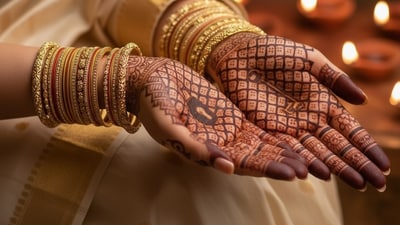 Mehendi with intricate Jaali work and a subtle image of a padlock and key. Mehendi with intricate Jaali work and a subtle image of a padlock and key. 