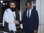 Afghanistan's foreign minister, Mawlawi Amir Khan Muttaqi, received a warm welcome on his arrival in New Delhi on Thursday. Afghanistan's foreign minister, Mawlawi Amir Khan Muttaqi, received a warm welcome on his arrival in New Delhi on Thursday.