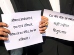 Lawyers stage a protest in New Delhi against suspended advocate Rakesh Kishore, who attempted to hurl a shoe at CJI BR Gavai. (ANI)