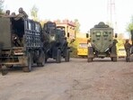 Security heightens after joint teams of the J&K Police, army, and CRPF have cordoned off the Beeranthub area under Kandi police station, and launched a search operation after an exchange of fire took place between terrorists and the SOG team, in Rajouri. (ANI)