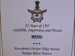Indian Air Force menu at 93rd anniversary celebrations Indian Air Force menu at 93rd anniversary celebrations