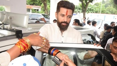 Union minister and Lok Janshakti Party (Ram Vilas) chief Chirag Paswan meeting with ticket seekers ahead of the Bihar assembly election 2025 at the party office in Patna, on Wednesday, (Santosh Kumar/HT)