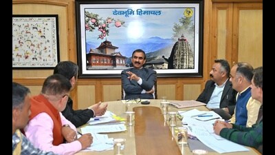 Himachal chief minister Sukhvinder Singh Sukhu during a meeting on Thursday. (HT Photo) Himachal chief minister Sukhvinder Singh Sukhu during a meeting on Thursday. (HT Photo)