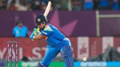 Richa Ghosh plays a shot during the ICC Women's Cricket World Cup match between India and South Africa (AP) Richa Ghosh plays a shot during the ICC Women's Cricket World Cup match between India and South Africa (AP)