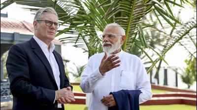 Modi had also raised India’s concerns about UK-based pro-Khalistani elements during his visit to Britain in July at a joint media interaction with Starmer. (PTI) Modi had also raised India’s concerns about UK-based pro-Khalistani elements during his visit to Britain in July at a joint media interaction with Starmer. (PTI)