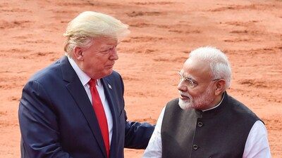 US President Donald Trump with Prime Minister Narendra Modi at Rashtrapati Bhavan, in New Delhi. (PTI File) US President Donald Trump with Prime Minister Narendra Modi at Rashtrapati Bhavan, in New Delhi. (PTI File)