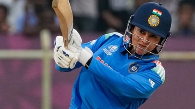 Smriti Mandhana plays a shot during the ICC Women's World Cup ODI cricket match between India Women and South Africa Women. (PTI) Smriti Mandhana plays a shot during the ICC Women's World Cup ODI cricket match between India Women and South Africa Women. (PTI)