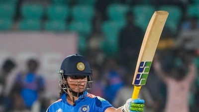 Richa Ghosh scored 94 runs off 77 deliveries, the highest by any batter at number eight in an ODI World Cup to take India to a total of 251. (PTI) Richa Ghosh scored 94 runs off 77 deliveries, the highest by any batter at number eight in an ODI World Cup to take India to a total of 251. (PTI)