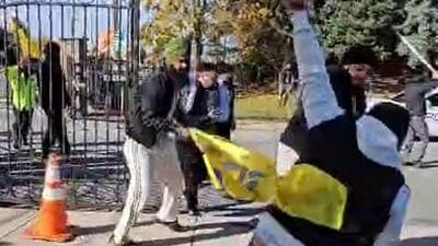 Pro-Khalistan radicals attacking the Hindu Sabha Mandir in Brampton, Canada in November last year. (Credit: Video Screengrab) Pro-Khalistan radicals attacking the Hindu Sabha Mandir in Brampton, Canada in November last year. (Credit: Video Screengrab)