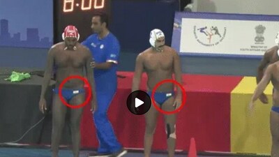 Indian swimmers wearing trunks with Indian flag (Screengrab) Indian swimmers wearing trunks with Indian flag (Screengrab)